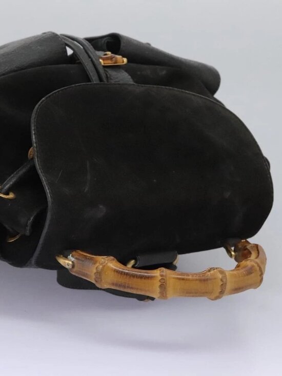 GUCCI Bamboo Backpack Suede Black Gold 003 1998 0016 Auth th6031 main image 14
